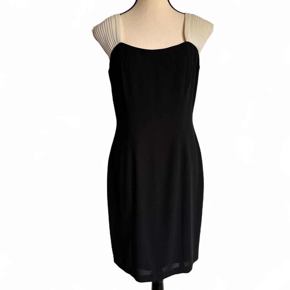 American Vintage Women's Black and Cream Pencil Dress, 8 Formal Cocktail Elegant
